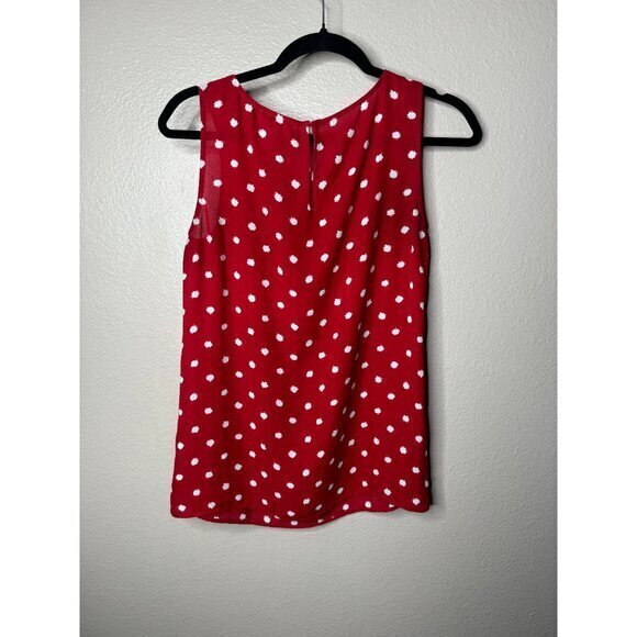 Loft Outlet Women's Red Polka Dot Blouse size X-small sleeveless‎ round neck - Picture 4 of 6
